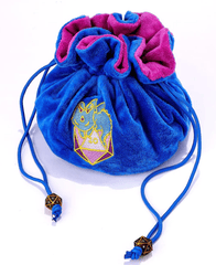 Hymgho Dice: Blue Velvet Dice Bag w/ Pockets Dragon w/ D20 HY00247